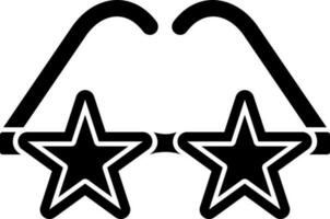 Illustration of star eyeglasses glyph icon. vector