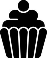 Flat style cup cake icon in Black and White color. vector