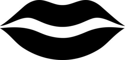 Flat style lips icon in black color. vector