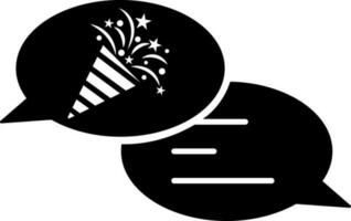 fiesta mensaje o comentario icono en negro y blanco color. vector