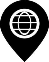 Globe location pointer icon in flat style. vector