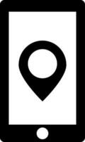 Location searching app in smartphone icon. vector