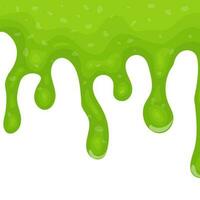 Green dripping liquid slime on white background. Vector illustration