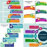 conjunto de cuatro elementos de infografía diseño. paso por paso infografía diseño modelo. vector ilustración