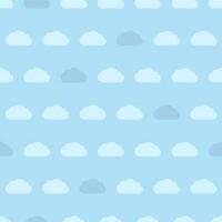 Seamless pattern with clouds on blue sky. Cute endless cloudscape. Vector illustration.