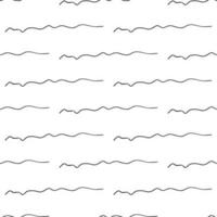 Seamless pattern with black hand drawn doodle wavy lines on white background. Abstract grunge texture. Vector illustration