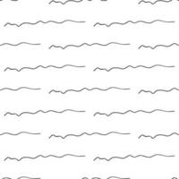 Seamless pattern with black hand drawn doodle wavy lines on white background. Abstract grunge texture. Vector illustration