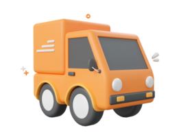 3d cartoon design illustration of Delivery truck service. png