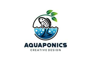 moderno resumen acuaponia logo en creativo vector