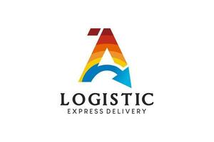 Letter A design with arrows for fast delivery and logistics logo vector