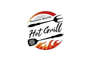 Hot grill logo design, modern barbercue symbol vector illustration