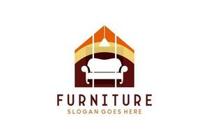 Sofa chair silhouette design in house icon for furniture logo vector