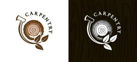 Carpentry logo design with creative abstract vintage concept vector