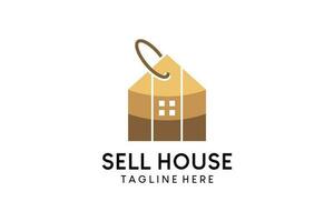 Home price tag logo design, creative home property buying and selling logo vector