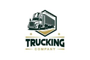 Trucking company logo template design, semi trailer truck vector illustration