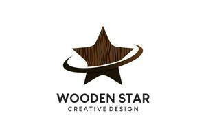 Abstract wood star vector illustration logo design