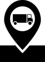 Black and White delivery location icon in flat style. vector