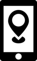 Location app in smartphone. Black and White sign or symbol. vector