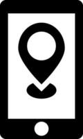 Location app in smartphone. Black and White sign or symbol. vector