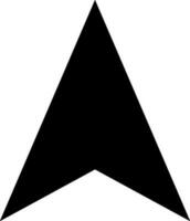 Vector illustration of location arrow icon in black color.