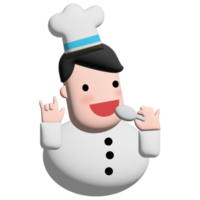 3d render desenho animado fofa chefe de cozinha png