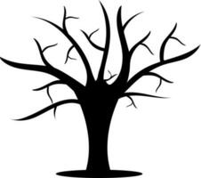 Black old tree on white background. vector