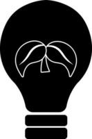 Black and White Eco Bulb icon for save energy concept. vector