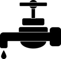 Black and White icon of Water Tap for save water concept. vector