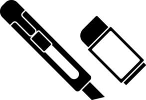 Black and White icon of eraser and cutter tool in illustration. vector