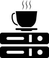 Hot cup with plate on Black and White file folder. vector