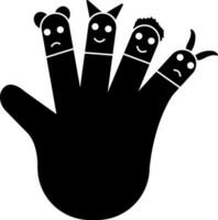 Black and White icon of many face in finger. vector