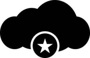 White star in circle with black cloud. vector