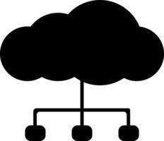 plano estilo nube informática en negro color. vector