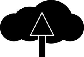 Upload cloud in black color. vector