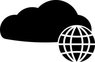 Black cloud and earth globe in flat style. vector