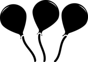 Black and White icon of Balloon for celebration concept. vector