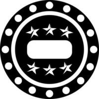 Black and White casino award decorated by dots and stars. Glyph icon or symbol. vector