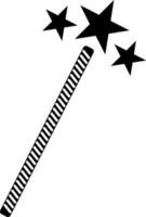 Black and White magic stick. Glyph icon or symbol. vector