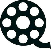 Black and white round film reel. vector