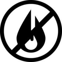 Glyph icon or symbol of no fire. vector