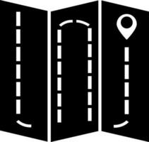 Black and White map navigation glyph icon. vector