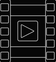 Black and white film strip with play button. vector