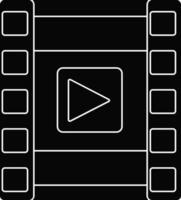 Black and white film strip with play button. vector