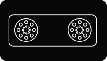 Black and White audio cassette in flat style. vector
