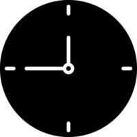 Black and White clock icon in flat style. vector