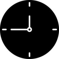 Black and White clock icon in flat style. vector