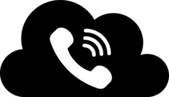 Black and White illustration of cloud computing call icon. vector