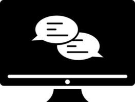 Online chatting from computer glyph icon. vector