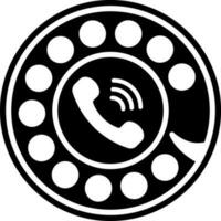 Glyph rotary dial phone icon in flat style. vector