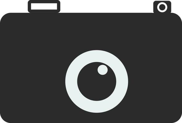 Black and White illustration of a camera icon.